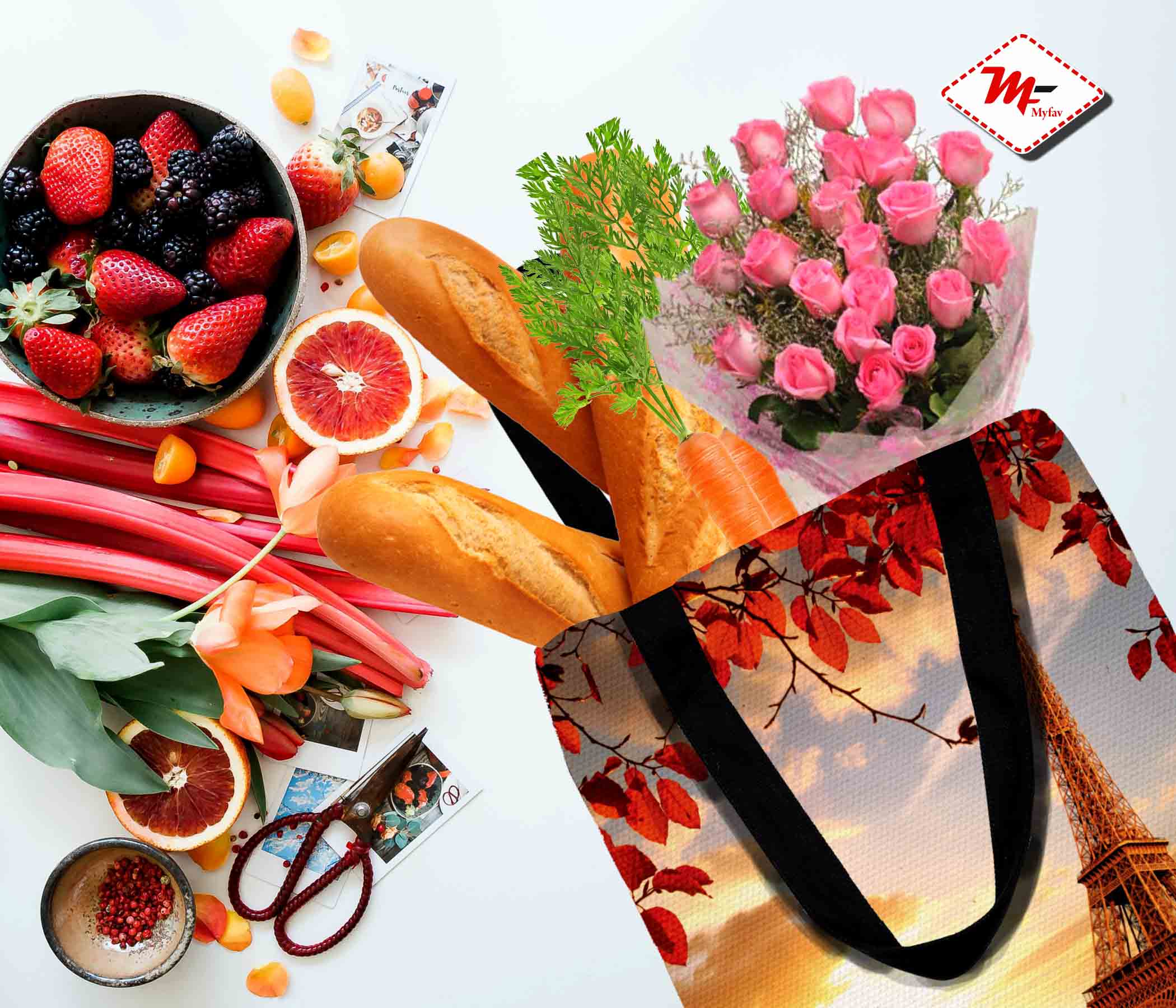 Premium Cotton Canvas Tote Bag - Eifel Tower