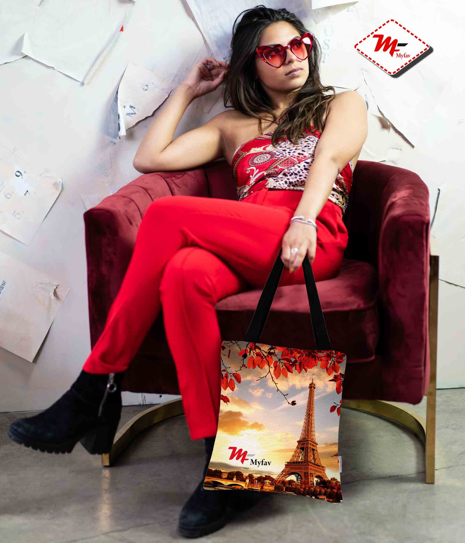 Premium Cotton Canvas Tote Bag - Eifel Tower