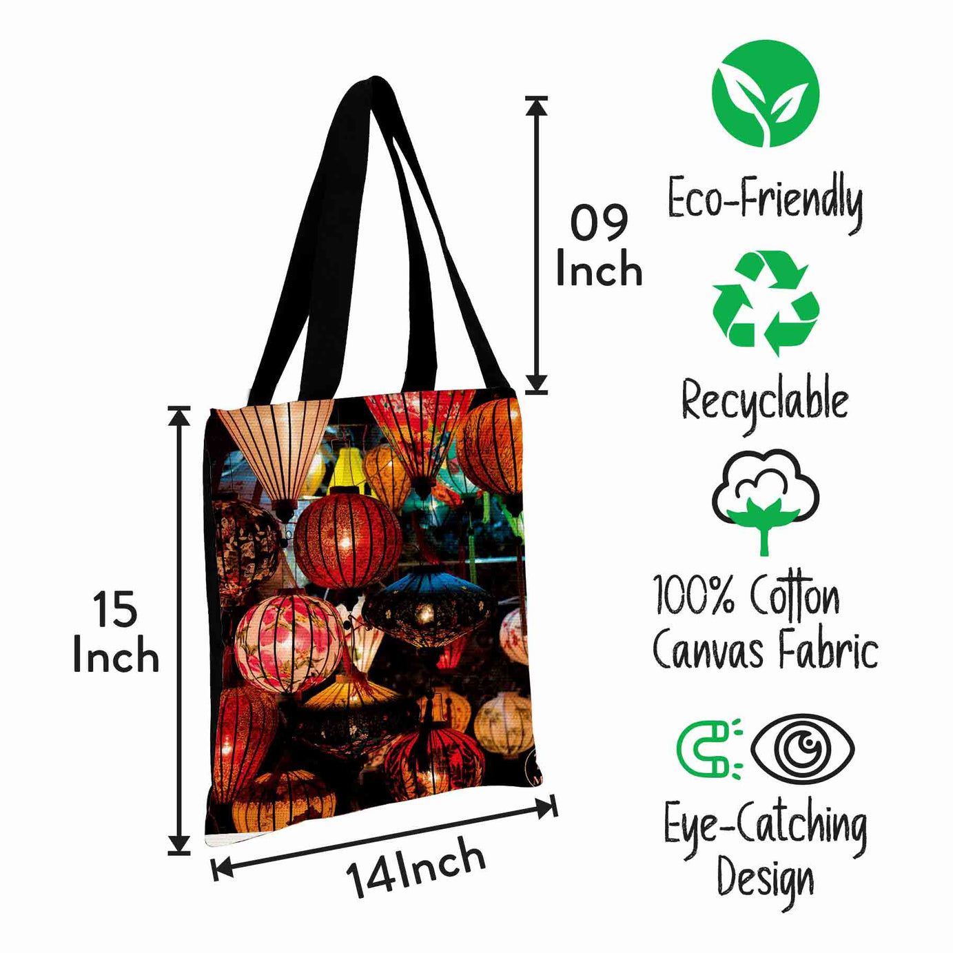 My Fav Multi Print Cotton Canvas Tote Bag