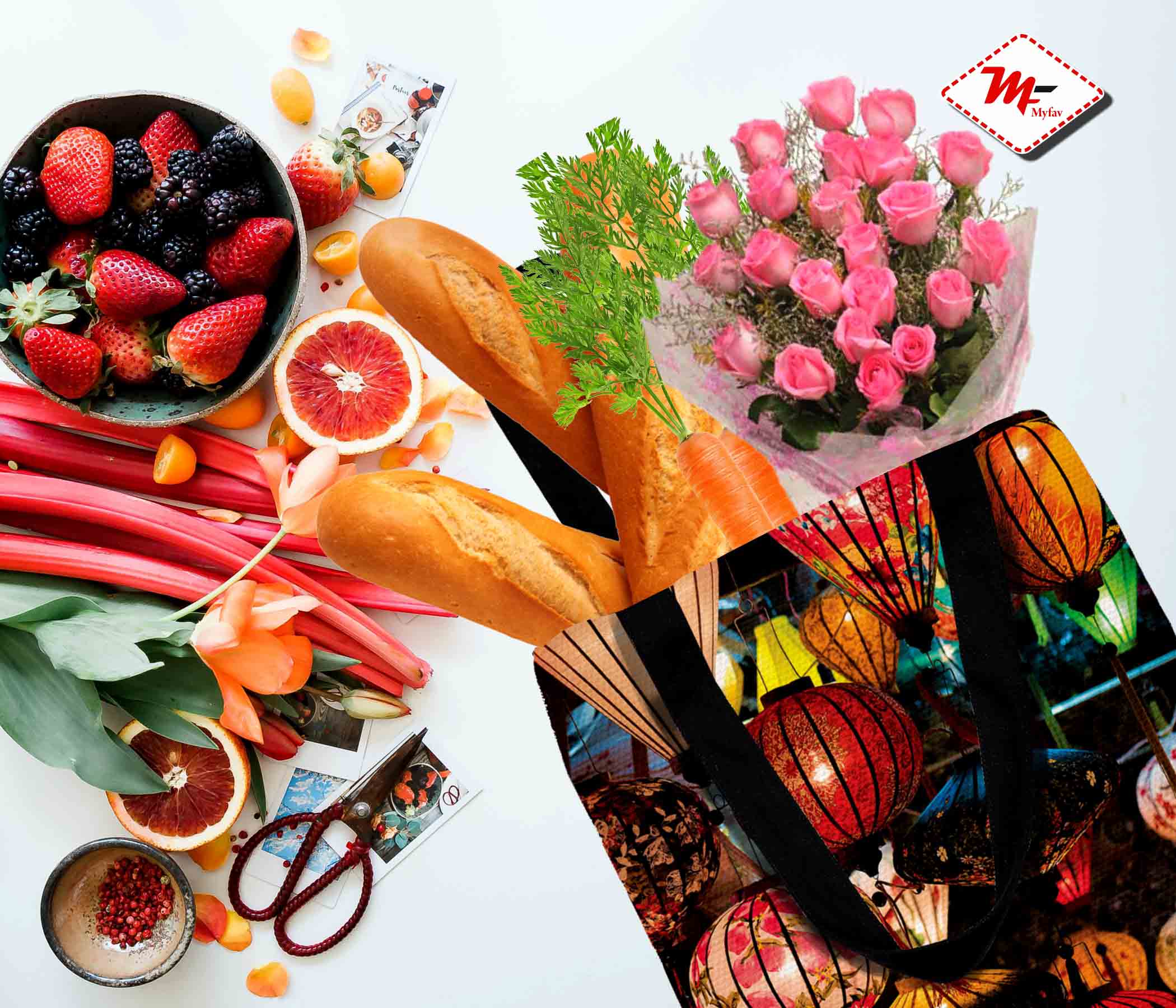 My Fav Multi Print Cotton Canvas Tote Bag