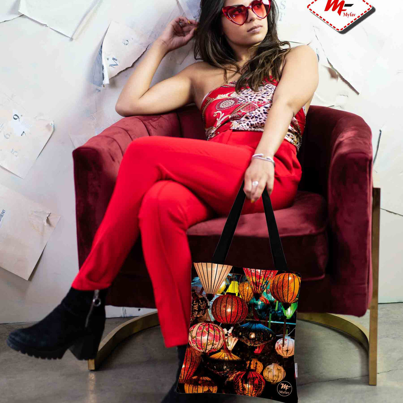 My Fav Multi Print Cotton Canvas Tote Bag