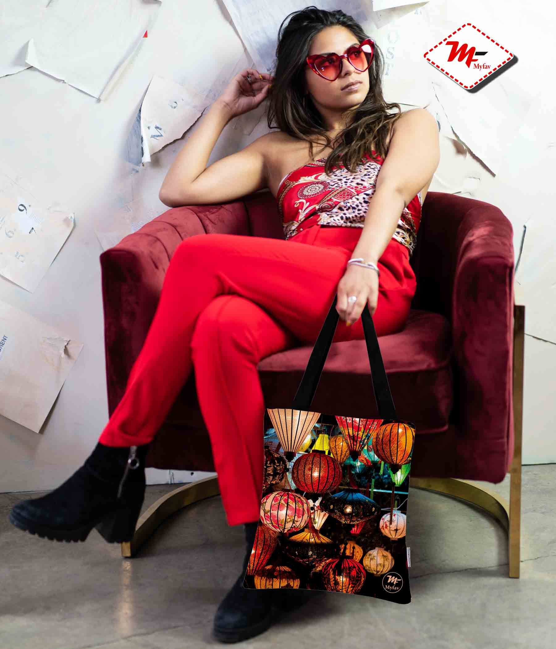 My Fav Multi Print Cotton Canvas Tote Bag