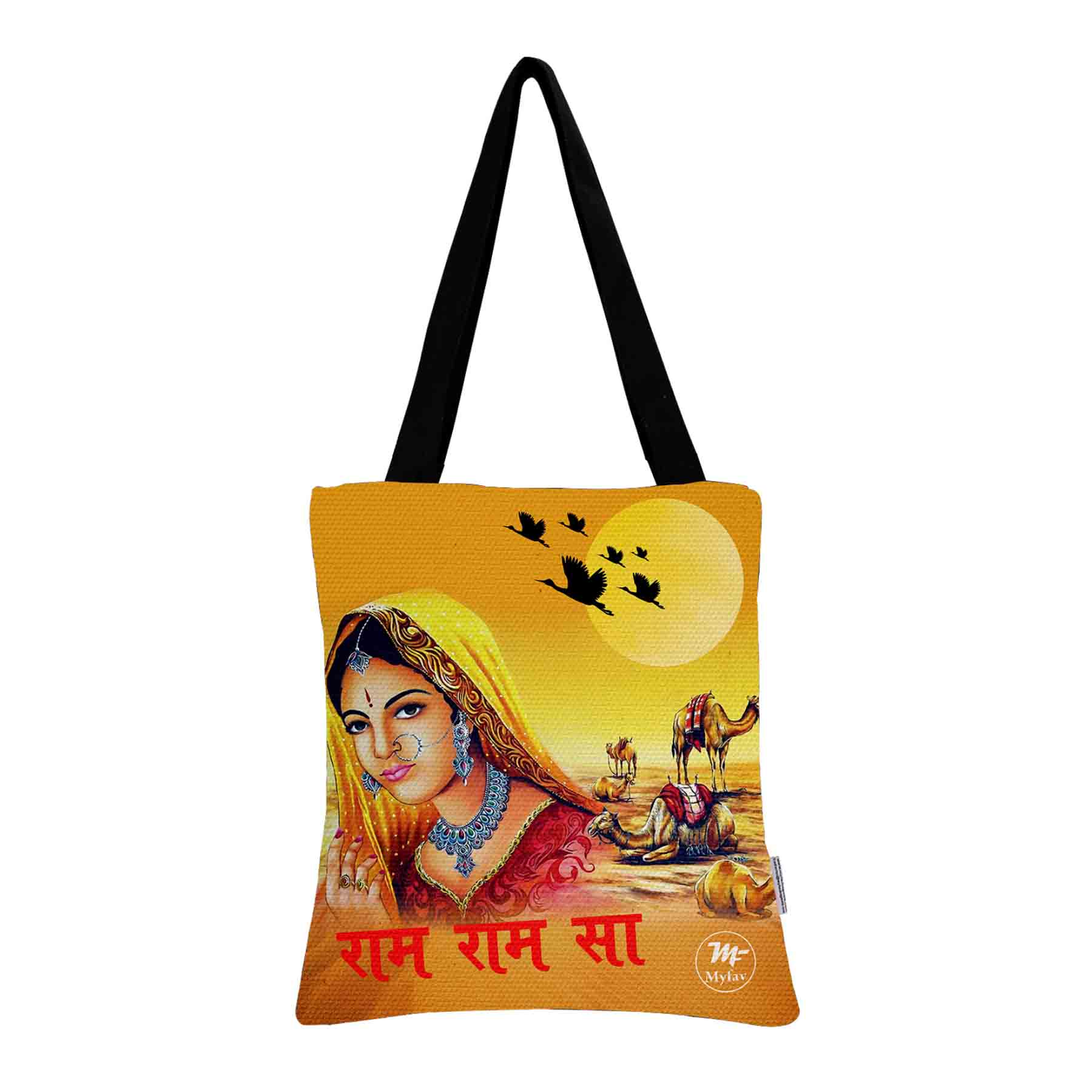 Premium Cotton Canvas Tote Bag - Traditional Printed