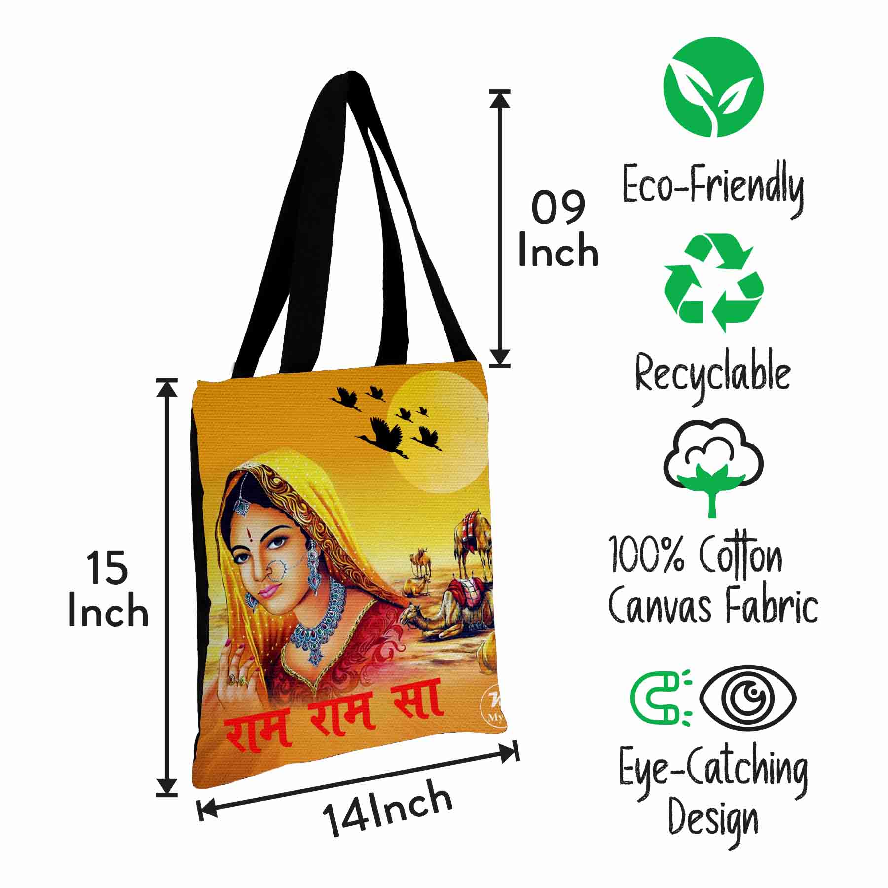 Premium Cotton Canvas Tote Bag - Traditional Printed