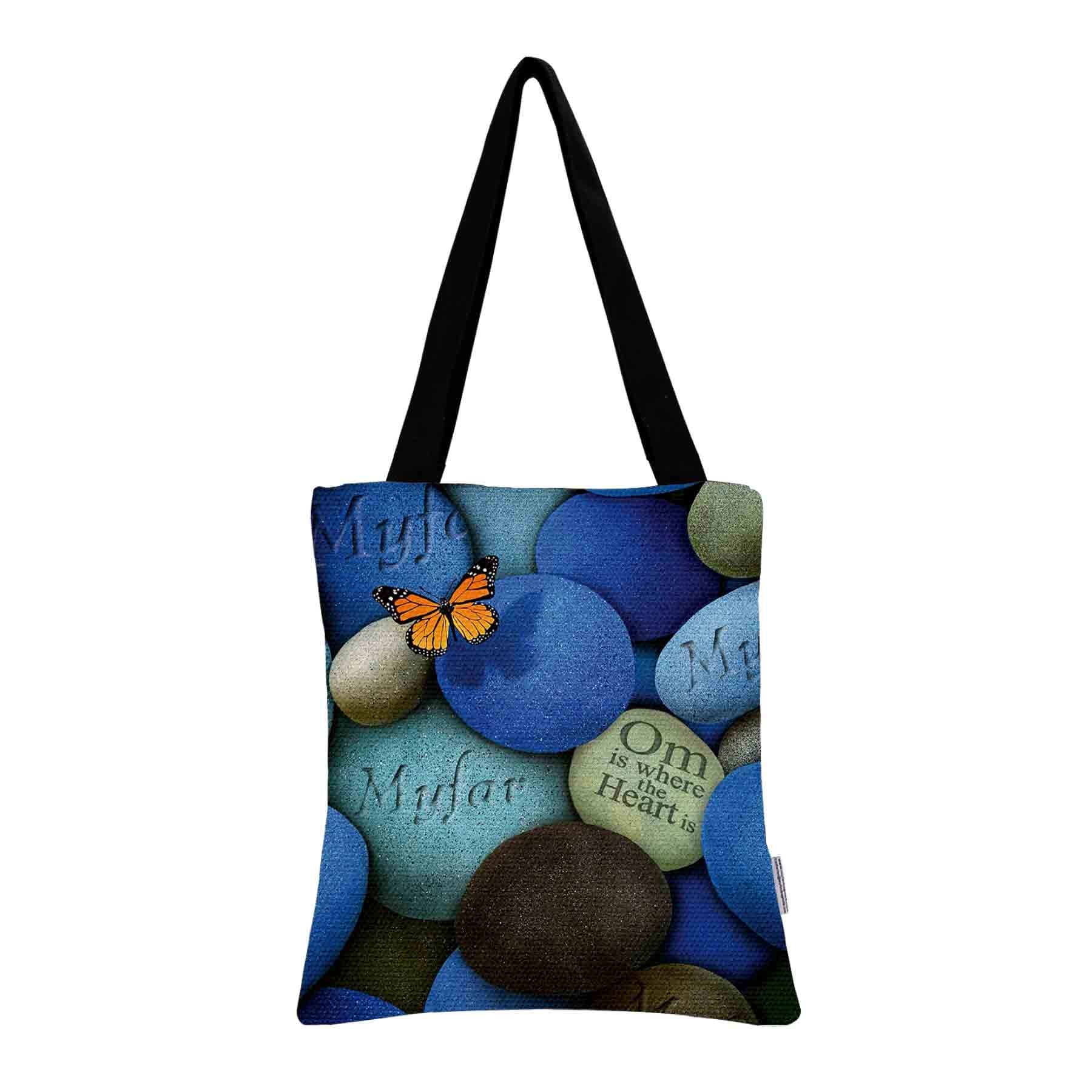 Premium Cotton Canvas Tote Bag - Stones Print
