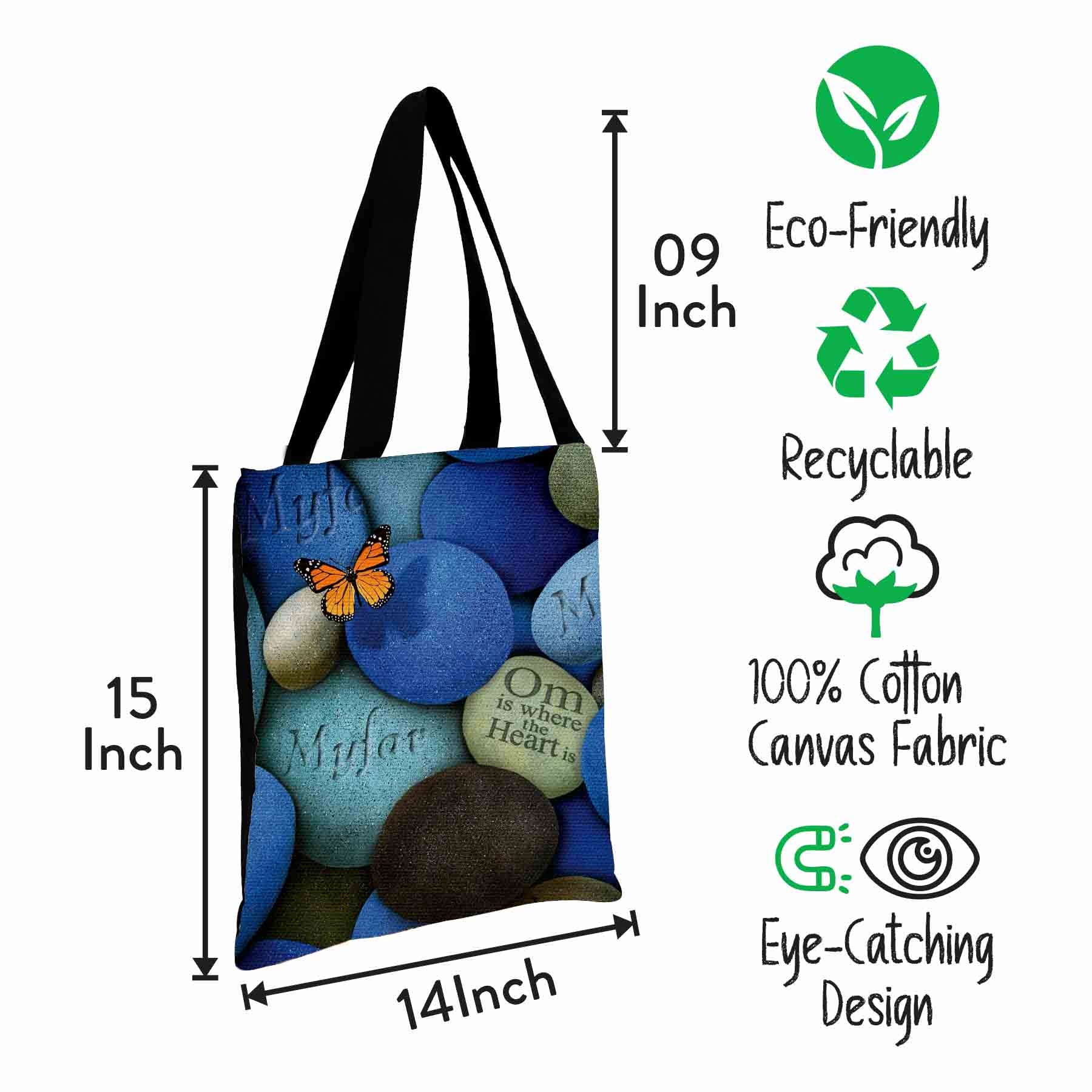 Premium Cotton Canvas Tote Bag - Stones Print