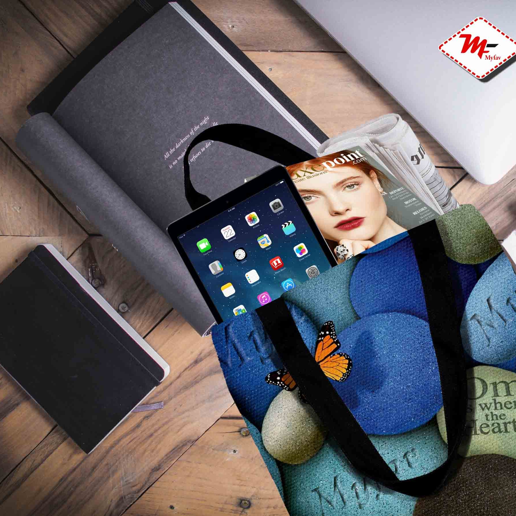 Premium Cotton Canvas Tote Bag - Stones Print