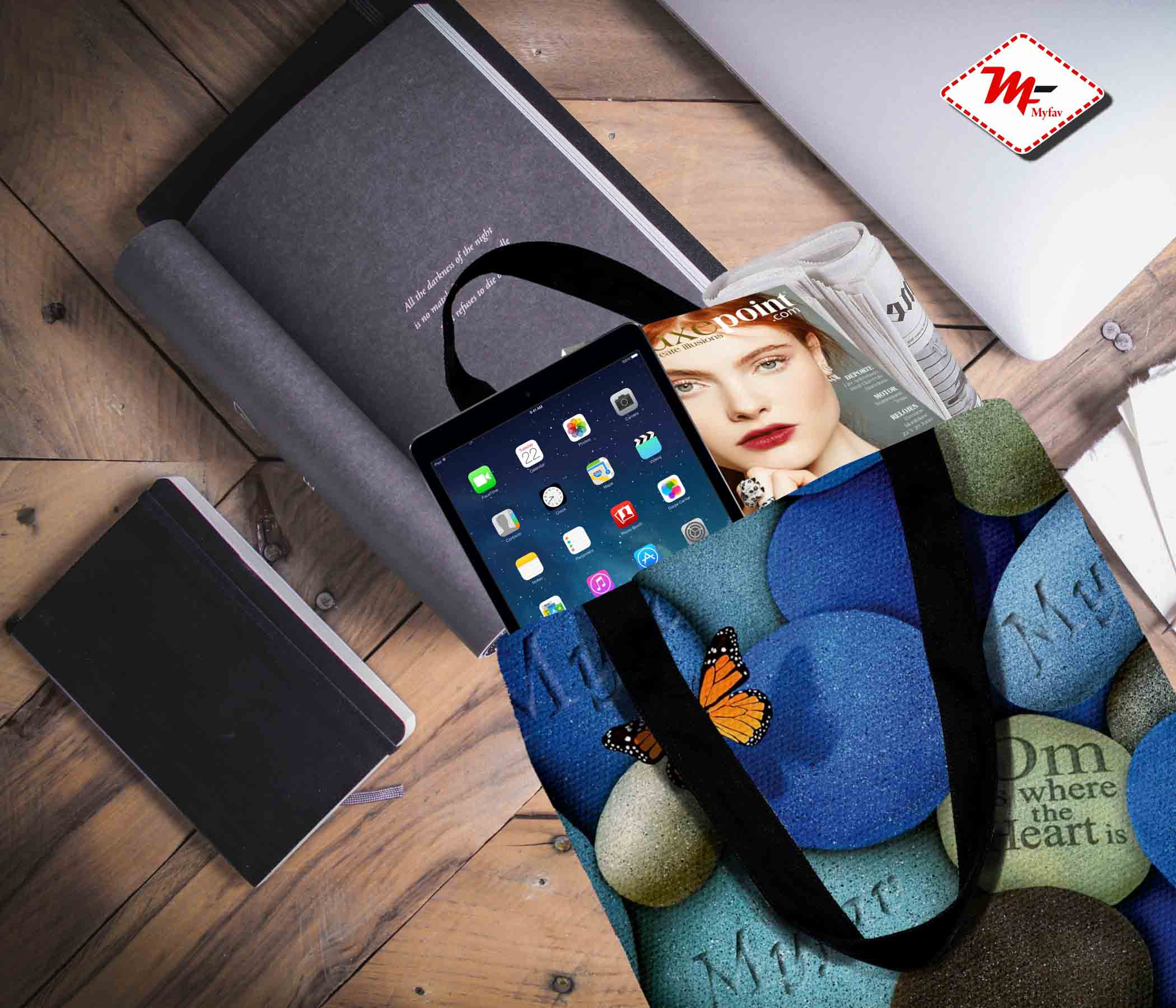 Premium Cotton Canvas Tote Bag - Stones Print