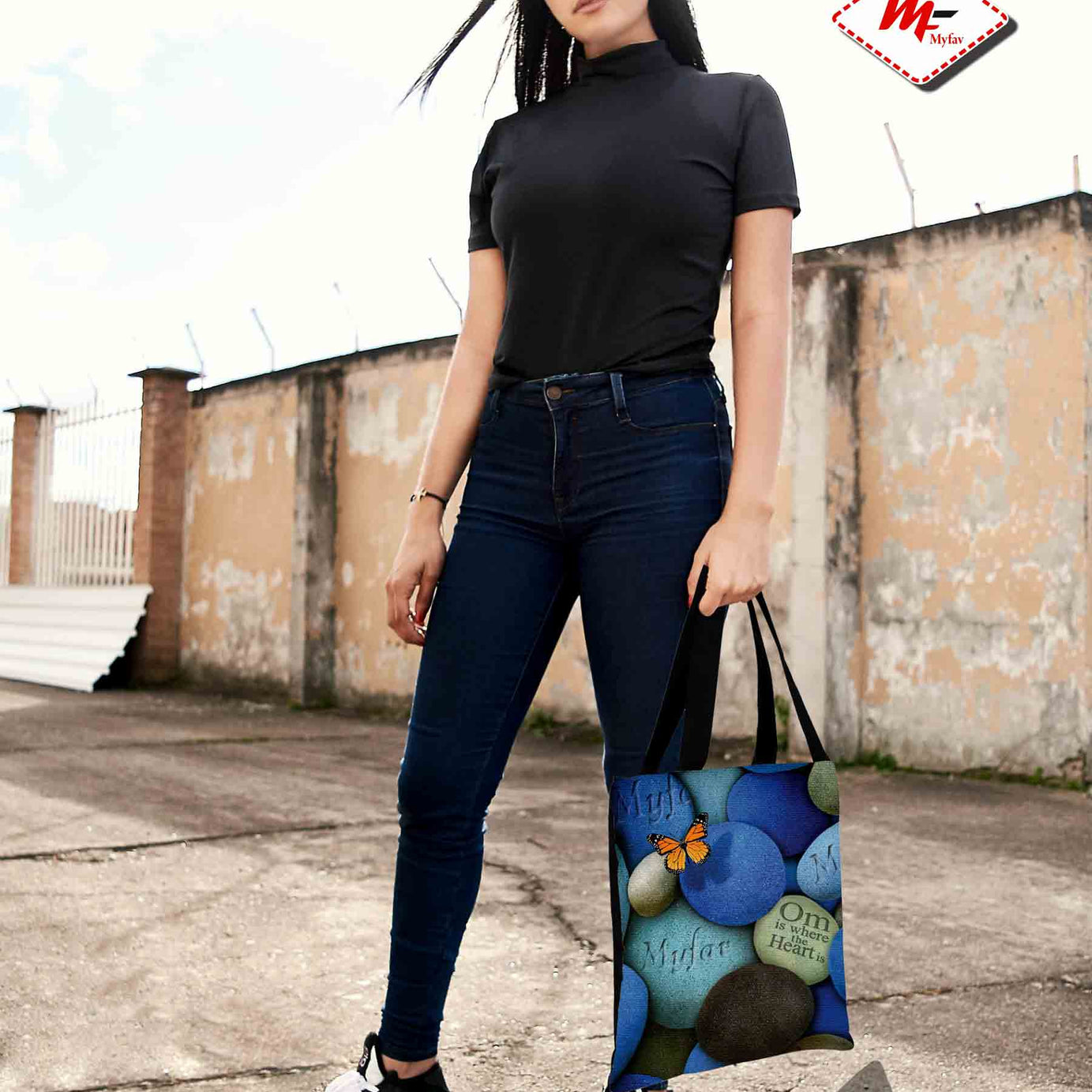 Premium Cotton Canvas Tote Bag - Stones Print