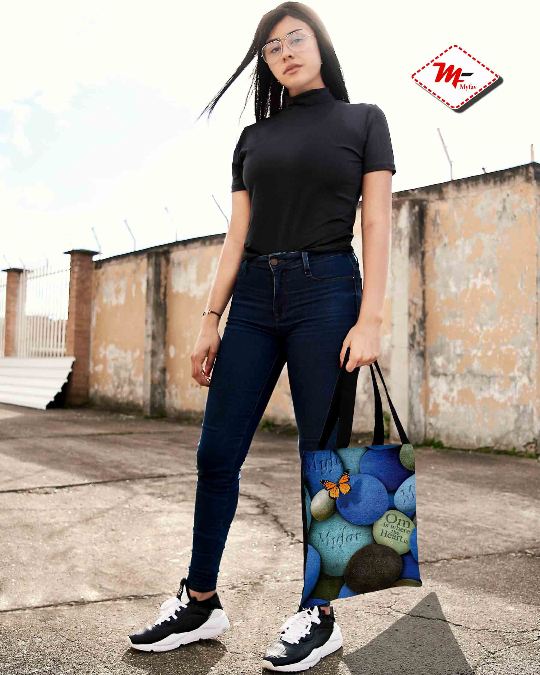 Premium Cotton Canvas Tote Bag - Stones Print