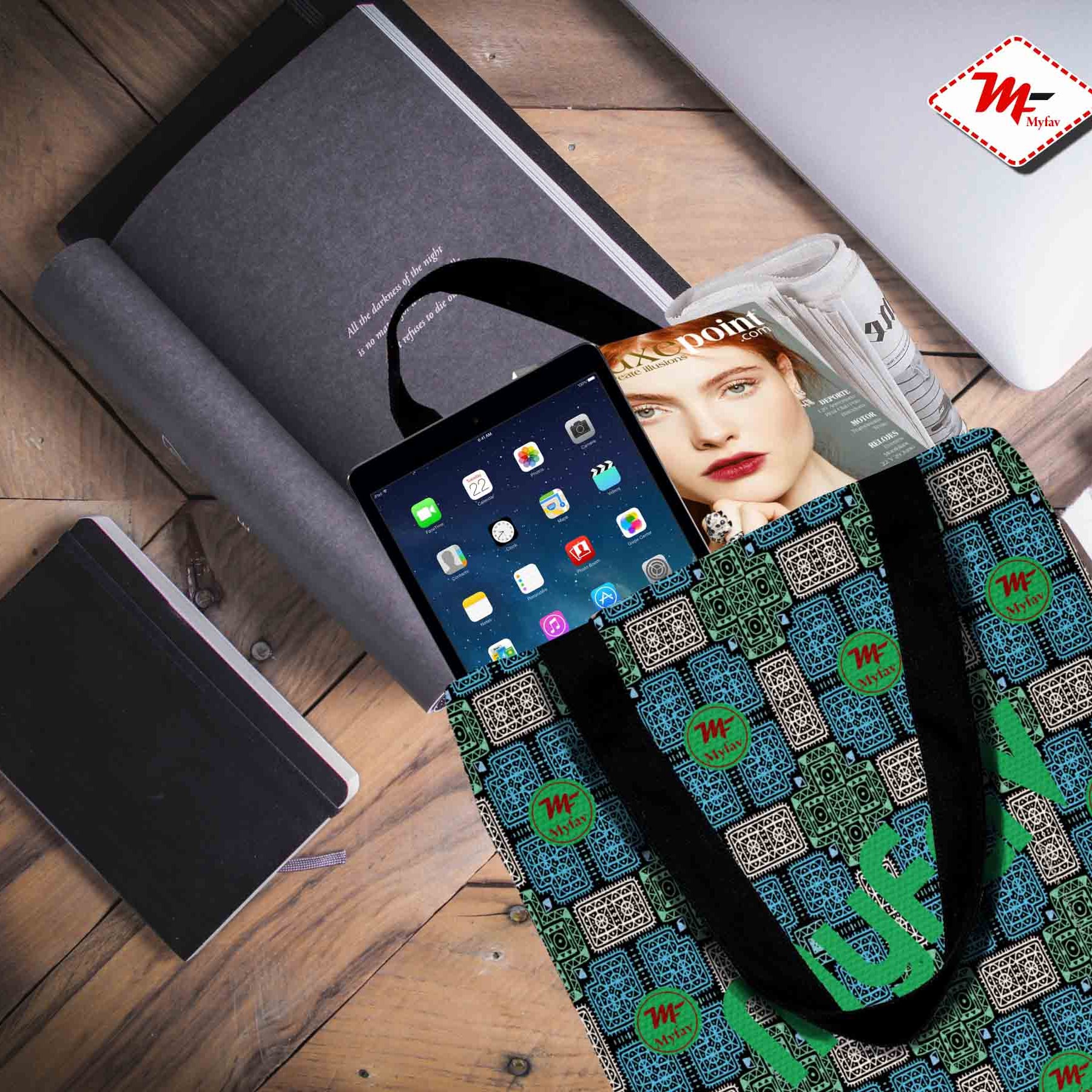 My Fav Digital Printed Cotton Canvas Tote Bag