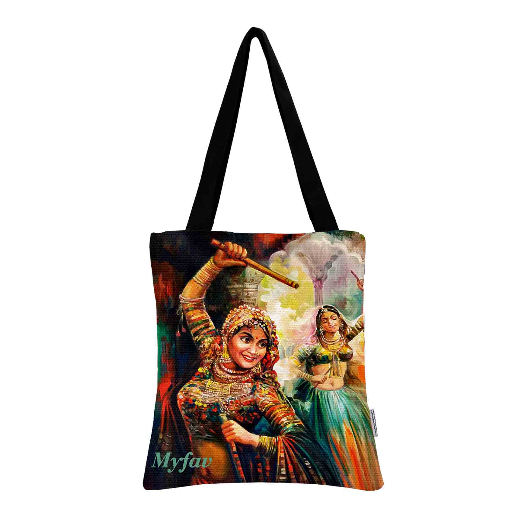 Premium Cotton Canvas Tote Bag - Traditional Dance Print