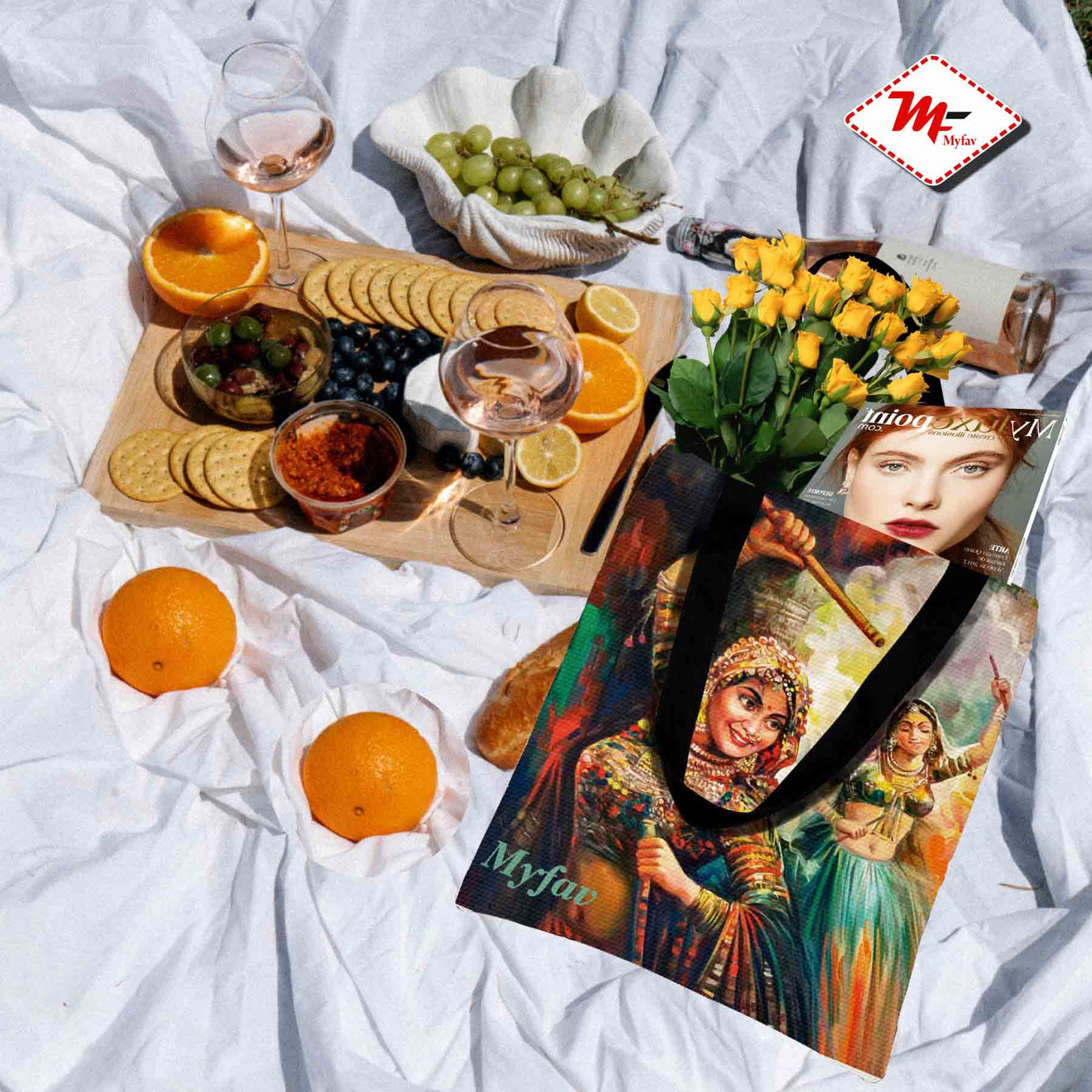 Premium Cotton Canvas Tote Bag - Traditional Dance Print