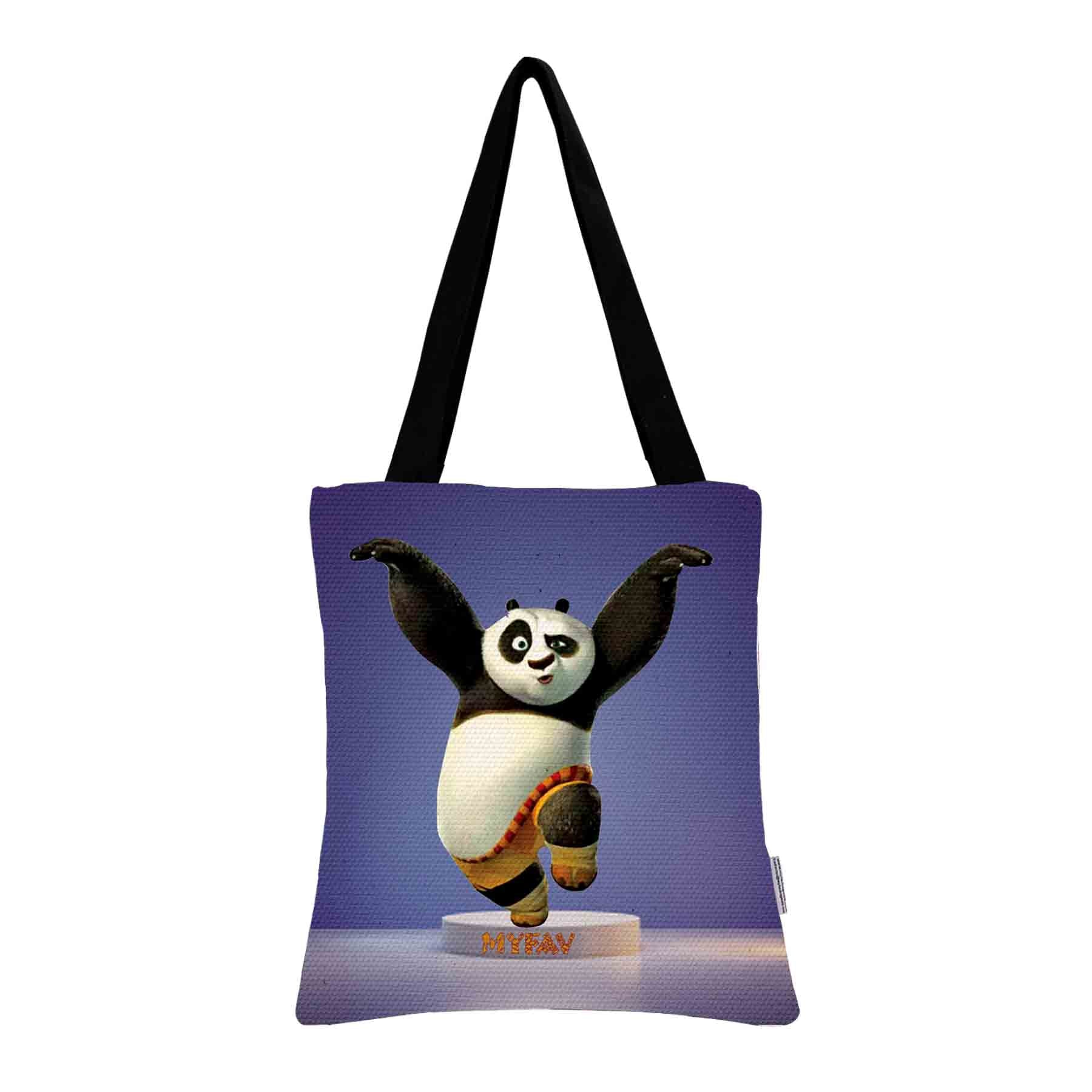 Premium Cotton Canvas Tote Bag - Panda Print