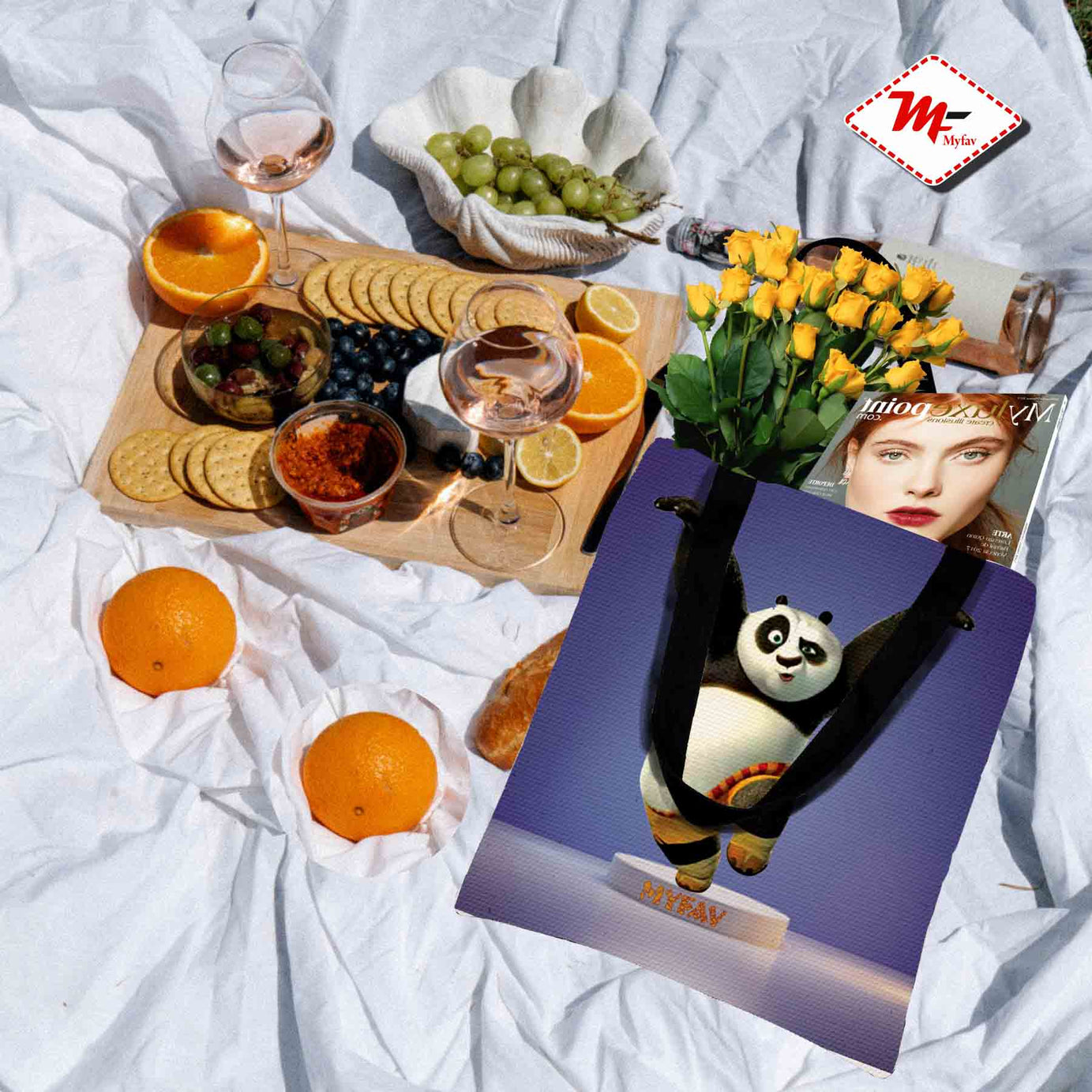 Premium Cotton Canvas Tote Bag - Panda Print