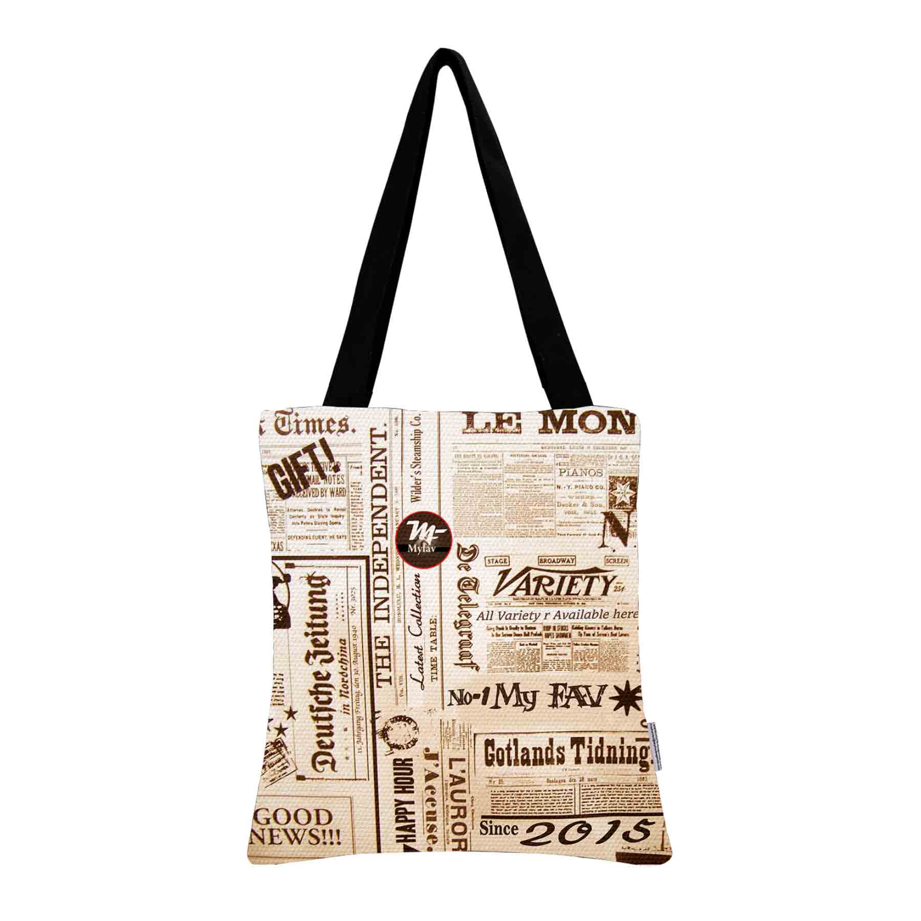 Premium Cotton Canvas Tote Bag - Newspaper Print
