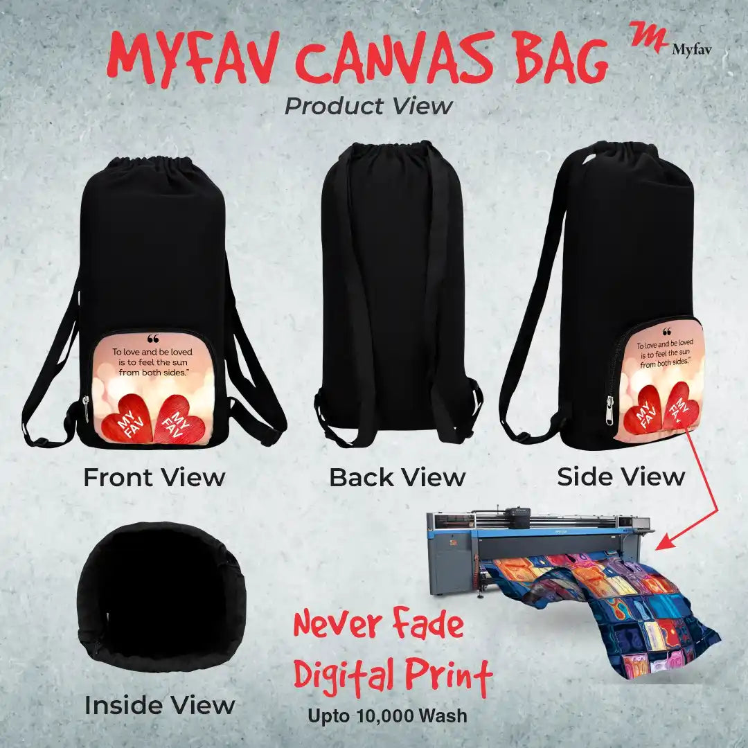 My Fav Personalized/ Customized Print Cotton Canvas Tuition Backpack / Exam Bag For Boys / Girls