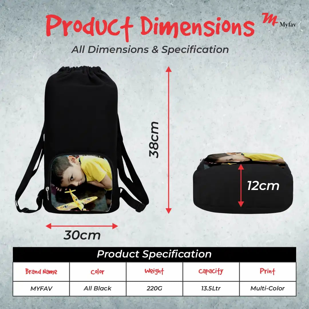 My Fav Personalized/ Customized Print Cotton Canvas Tuition Backpack / Exam Bag For Boys / Girls