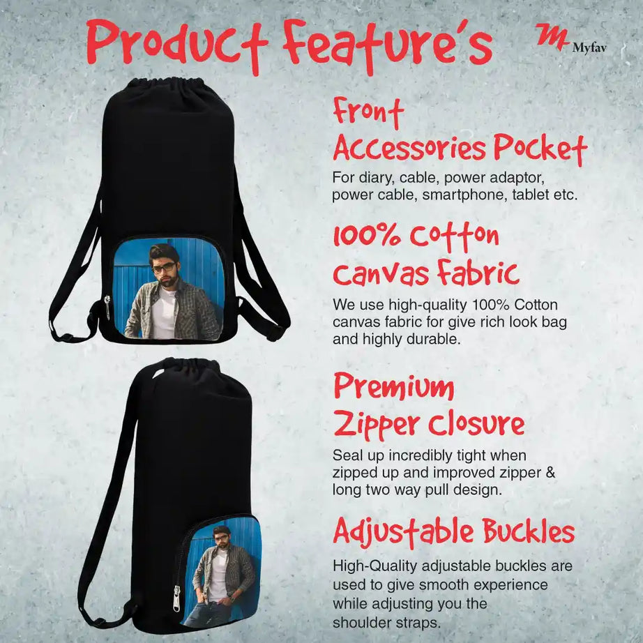 My Fav Personalized/ Customized Print Cotton Canvas Tuition Backpack / Exam Bag For Boys / Girls