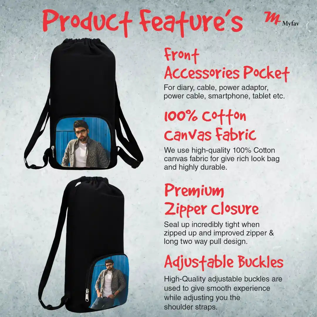 My Fav Personalized/ Customized Print Cotton Canvas Tuition Backpack / Exam Bag For Boys / Girls