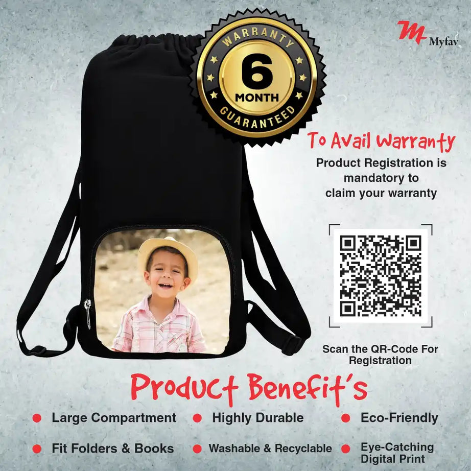 My Fav Personalized/ Customized Print Cotton Canvas Tuition Backpack / Exam Bag For Boys / Girls