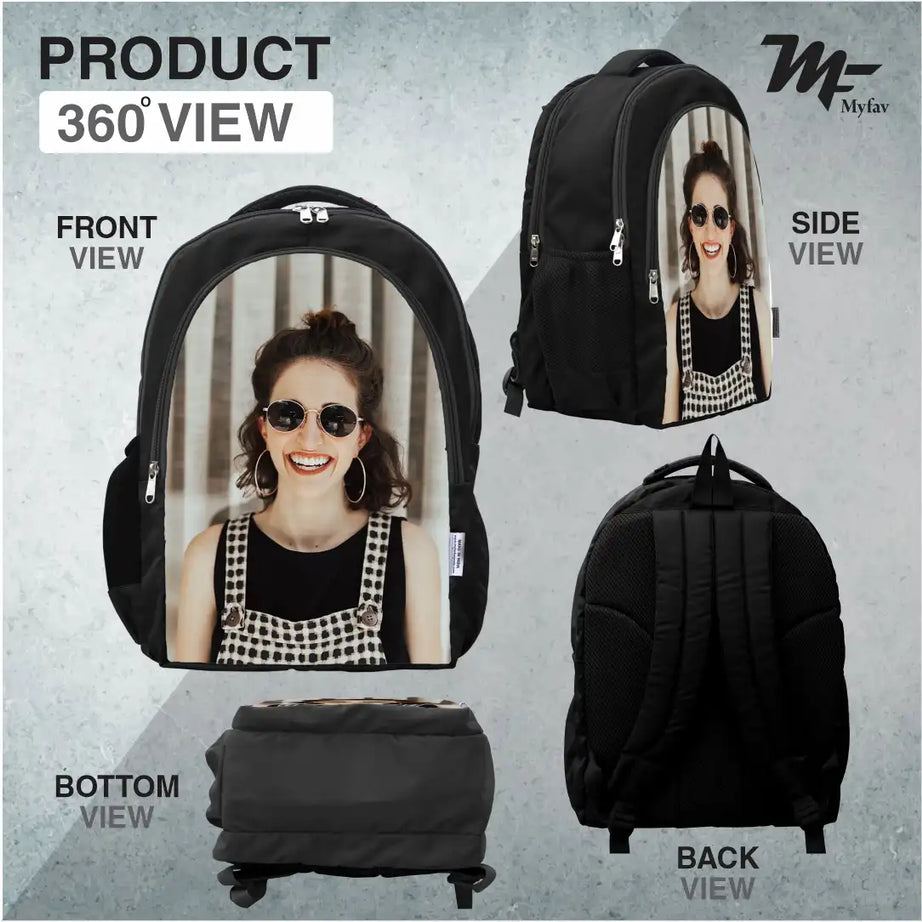 MY FAV Personalized/ Customized Print Laptop Backpack 30 L Laptop Backpack Black Colour