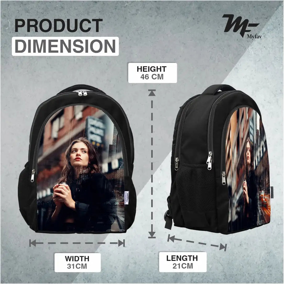 MY FAV Personalized/ Customized Print Laptop Backpack 30 L Laptop Backpack Black Colour