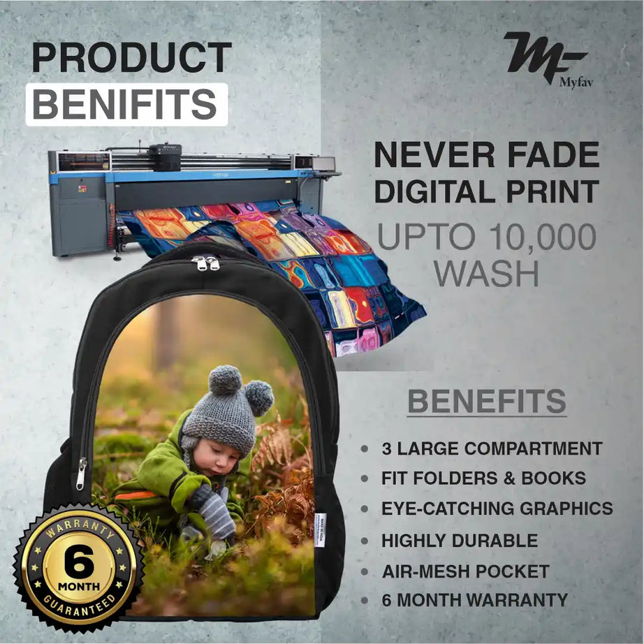 MY FAV Personalized/ Customized Print Laptop Backpack 30 L Laptop Backpack Black Colour