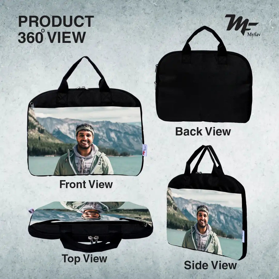 My Fav Personalized/Customized Print Black Colour Office Laptop Bag Briefcase 15.6 Inch for Women and Men