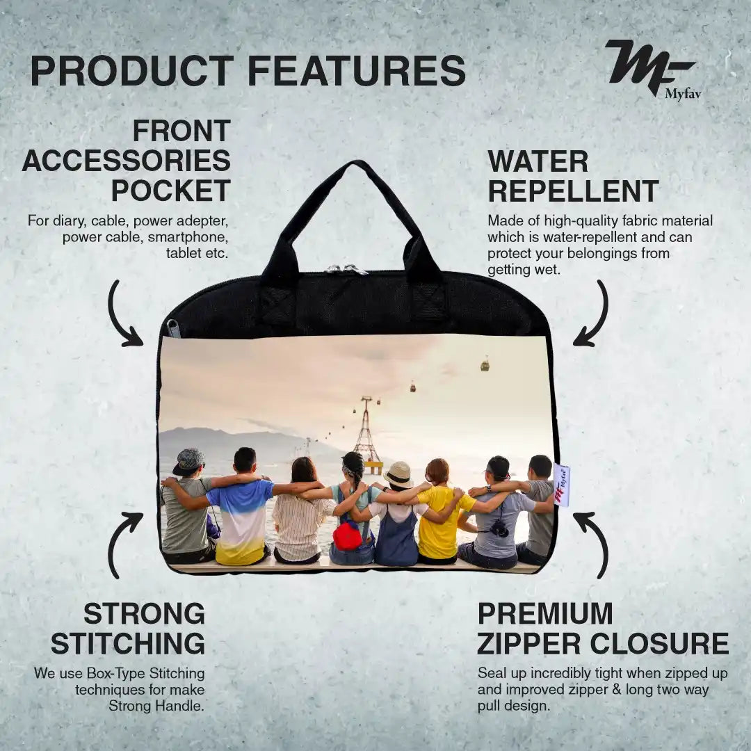 My Fav Personalized/Customized Print Black Colour Office Laptop Bag Briefcase 15.6 Inch for Women and Men