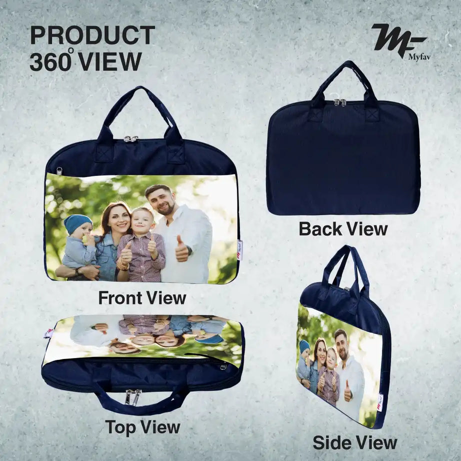 My Fav Personalized/Customized Print Blue Colour Office Laptop Bag Briefcase 15.6 Inch for Women and Men
