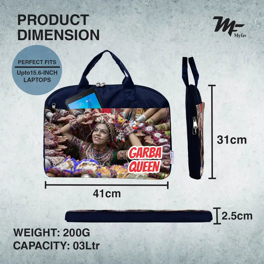 My Fav Personalized/Customized Print Blue Colour Office Laptop Bag Briefcase 15.6 Inch for Women and Men