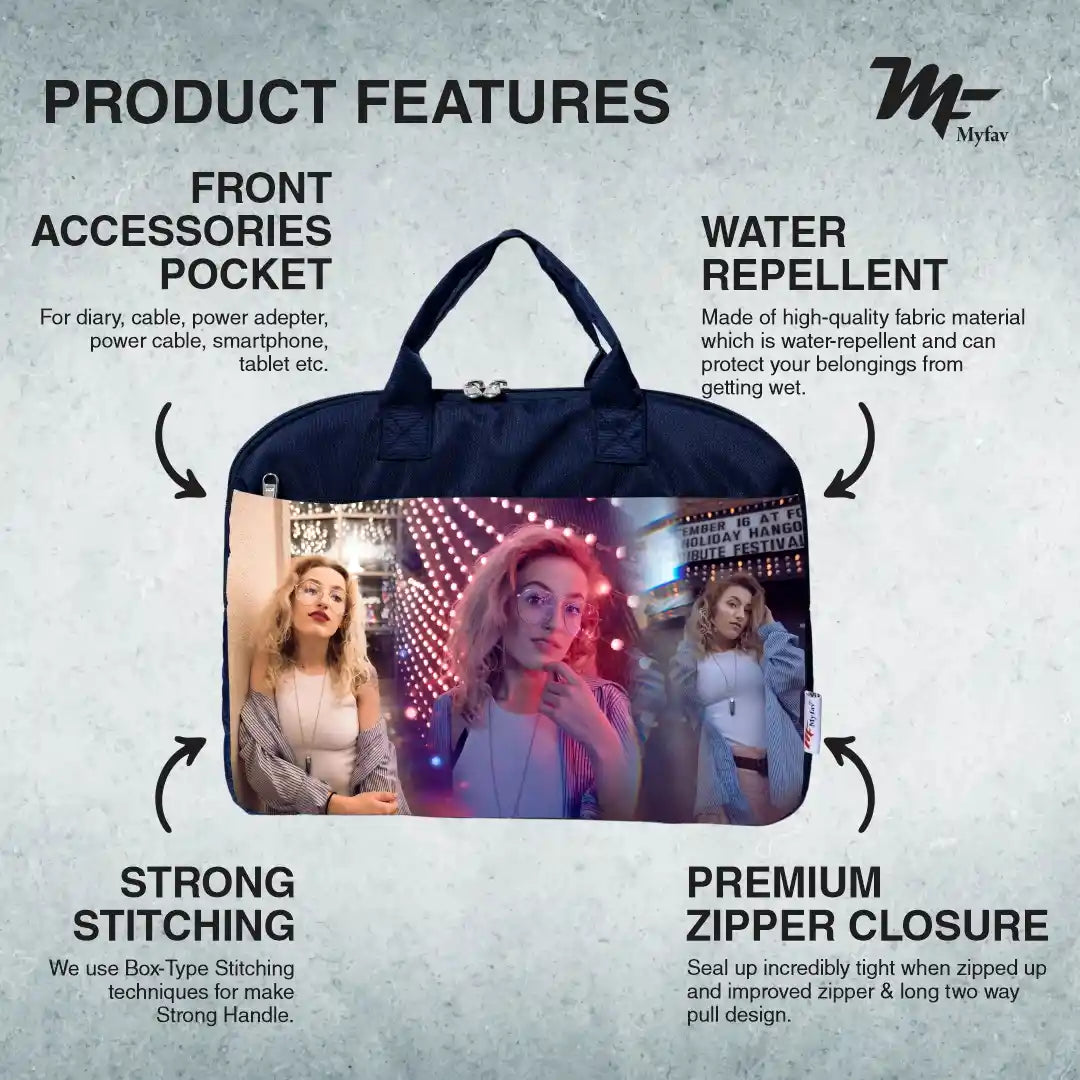 My Fav Personalized/Customized Print Blue Colour Office Laptop Bag Briefcase 15.6 Inch for Women and Men