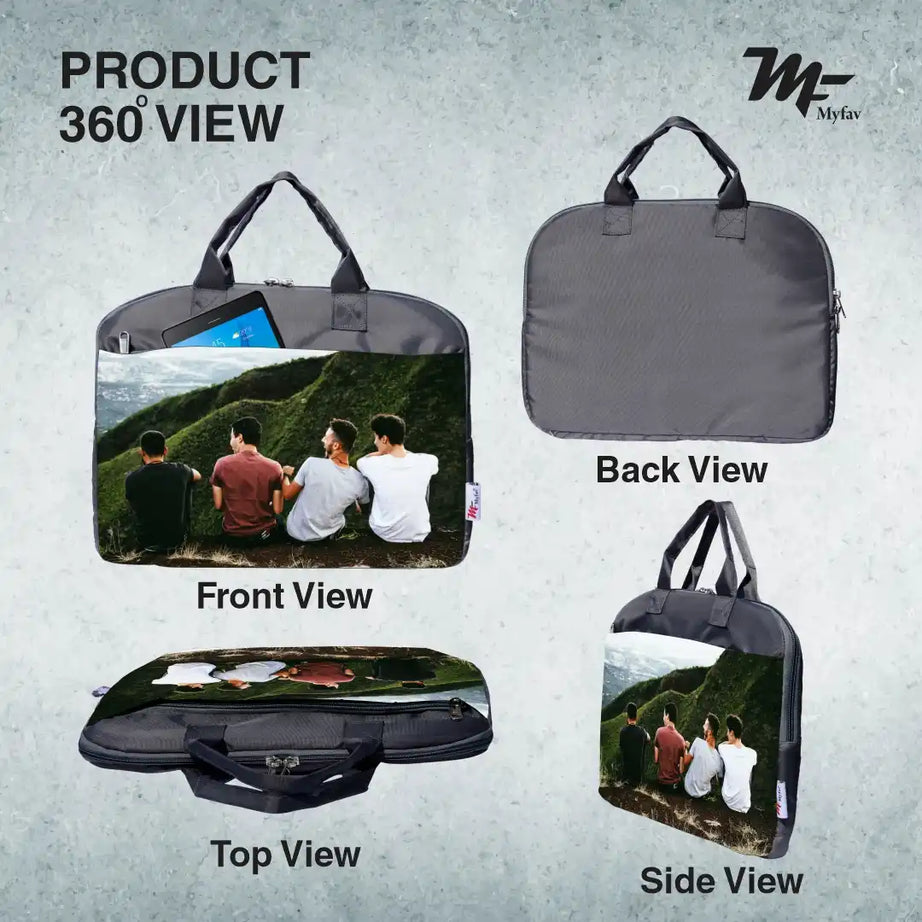 My Fav Personalized/Customized Print Grey Colour Office Laptop Bag Briefcase 15.6 Inch for Women and Men