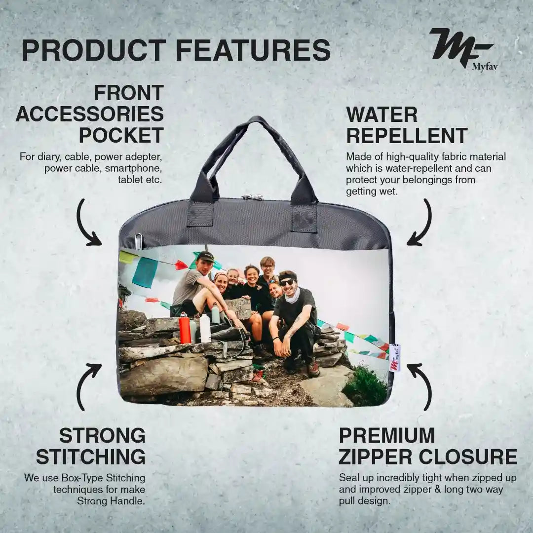 My Fav Personalized/Customized Print Grey Colour Office Laptop Bag Briefcase 15.6 Inch for Women and Men
