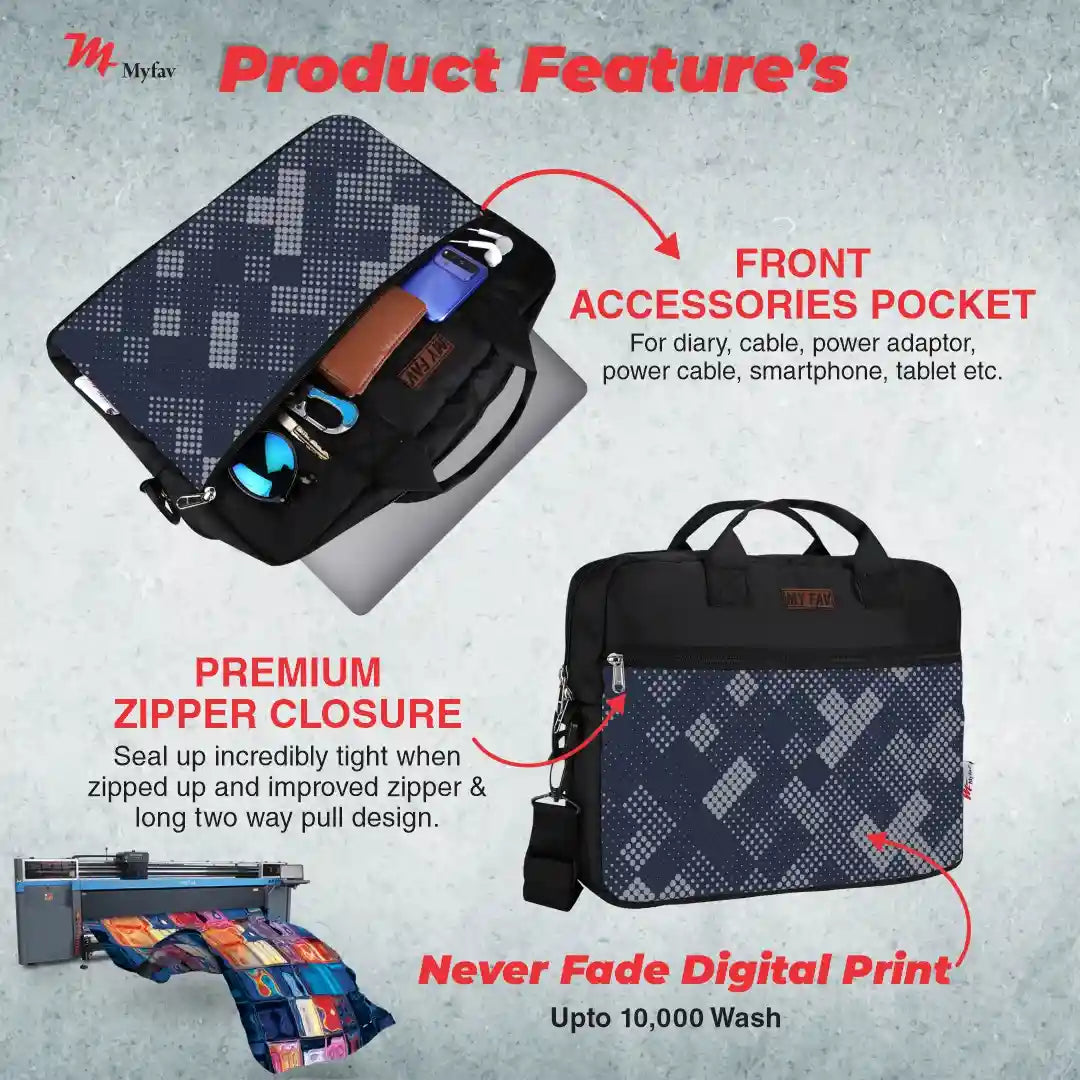 MY FAV Personalized/ Customized Print Office Bag for Men and Women, Water Repellent Highly Durable Business Briefcase Bag for Laptop/Notebook/MacBook/Office/Travel/Business