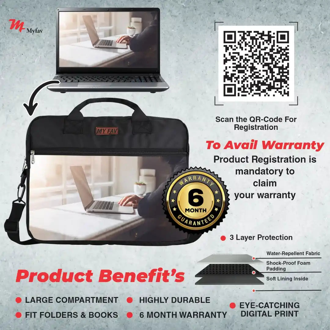 MY FAV Personalized/ Customized Print Office Bag for Men and Women, Water Repellent Highly Durable Business Briefcase Bag for Laptop/Notebook/MacBook/Office/Travel/Business