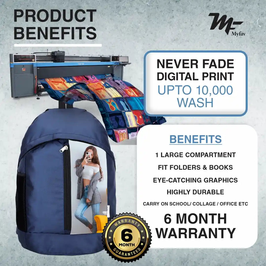 My Fav Personalized/ Customized Print 21 L Blue Laptop Backpack for Men Women / College Bag for Boys Girls / Office Bag