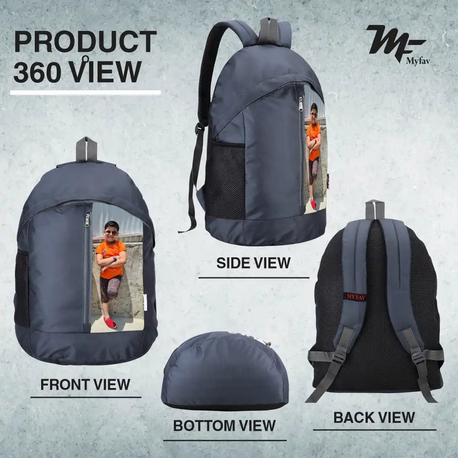 My Fav Personalized/ Customized Print 21 L Grey Colour Laptop Backpack for Men Women / College Bag for Boys Girls / Office Bag