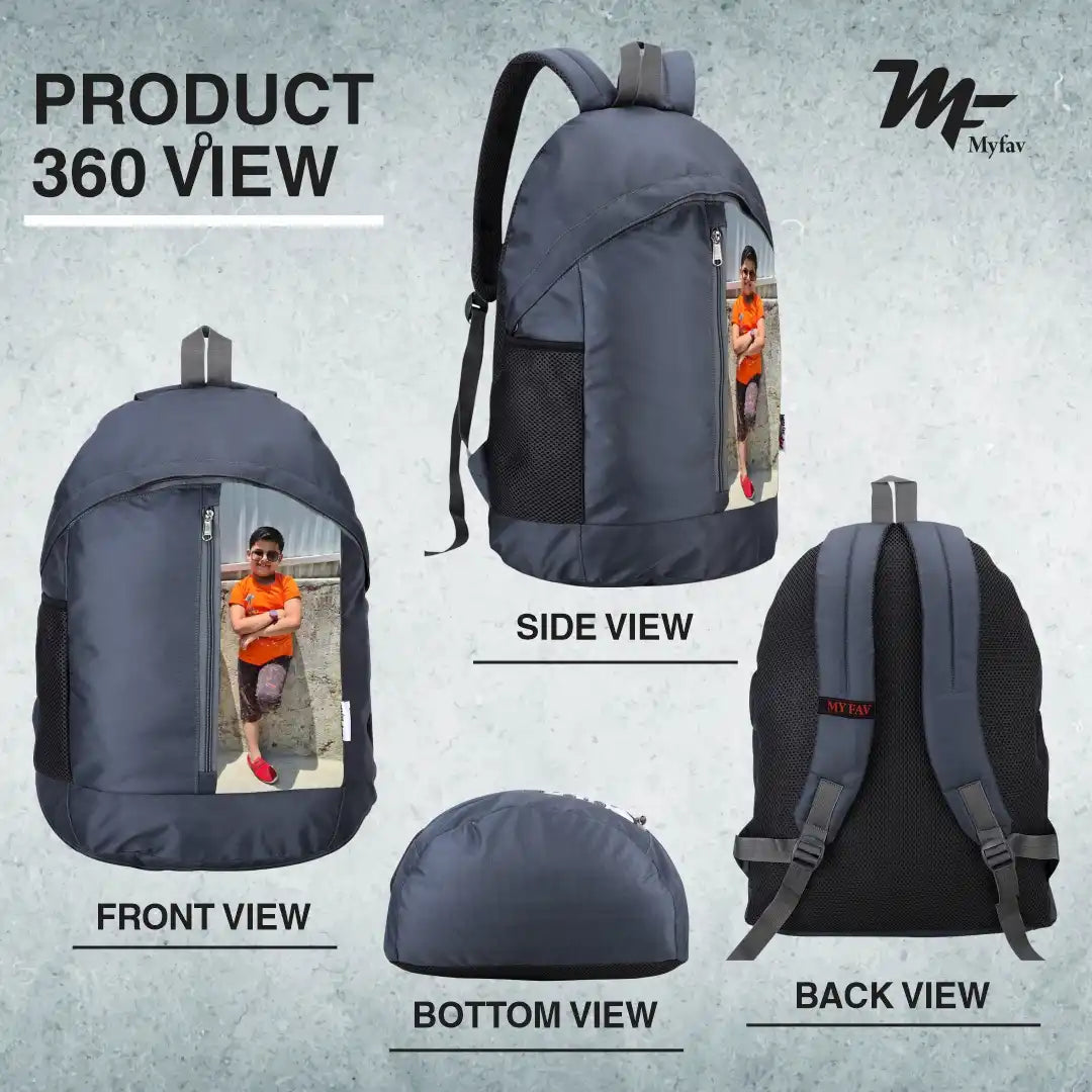 My Fav Personalized/ Customized Print 21 L Grey Colour Laptop Backpack for Men Women / College Bag for Boys Girls / Office Bag