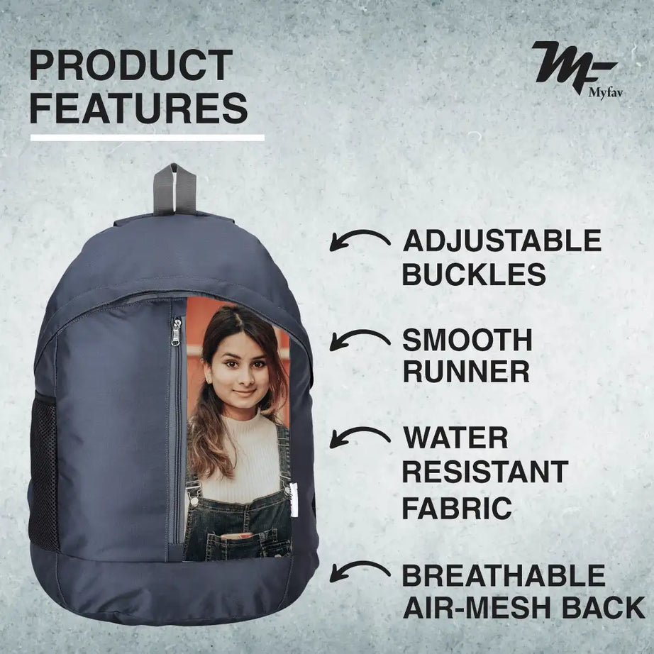 My Fav Personalized/ Customized Print 21 L Grey Colour Laptop Backpack for Men Women / College Bag for Boys Girls / Office Bag