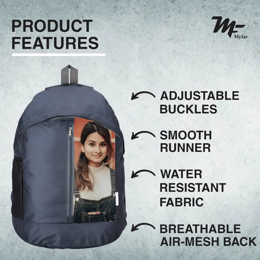 My Fav Personalized/ Customized Print 21 L Grey Colour Laptop Backpack for Men Women / College Bag for Boys Girls / Office Bag