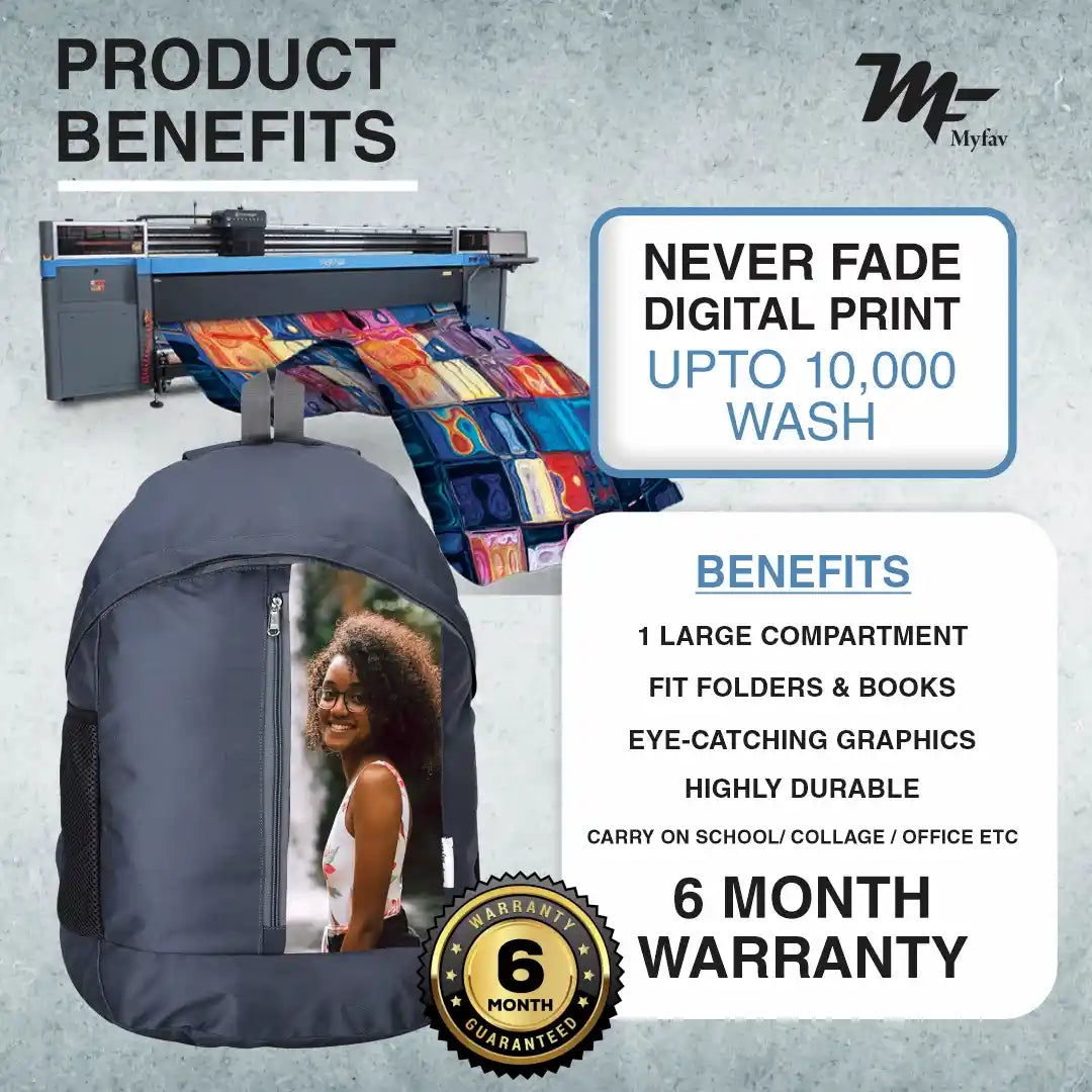 My Fav Personalized/ Customized Print 21 L Grey Colour Laptop Backpack for Men Women / College Bag for Boys Girls / Office Bag