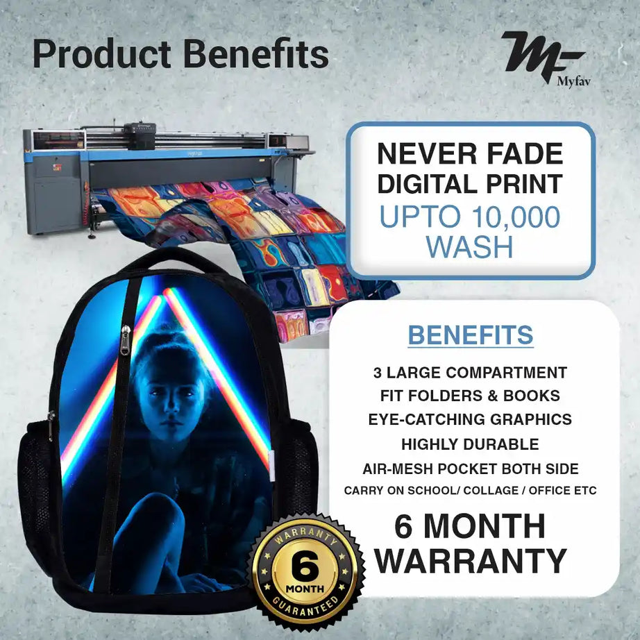 My Fav Personalized/ Customized Print Black Colour Laptop Backpack For Men Women / School Bag For Boys Girls