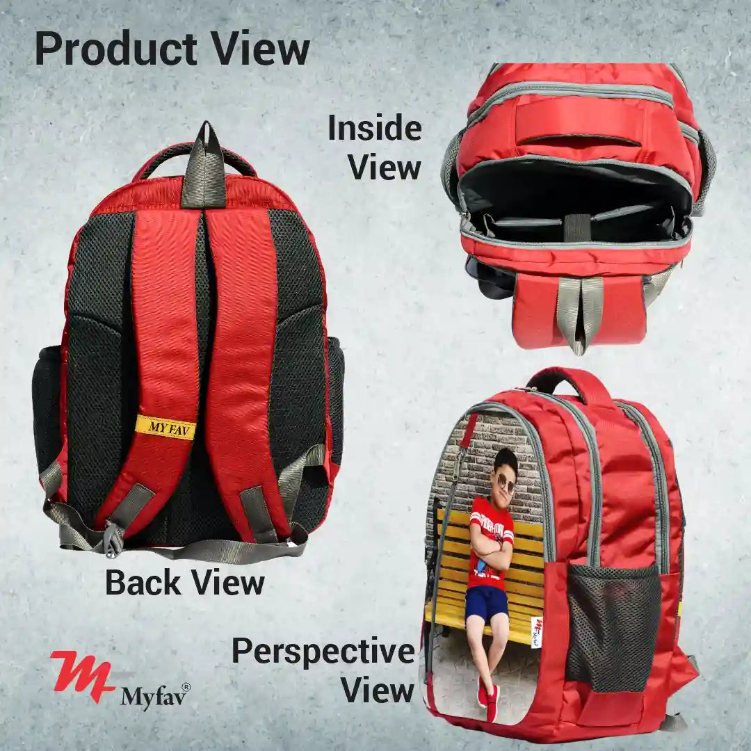 My Fav Personalized/ Customized Print Red Colour Laptop Backpack For Men Women / School Bag For Boys Girls