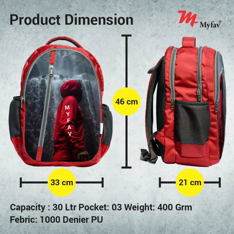 My Fav Personalized/ Customized Print Red Colour Laptop Backpack For Men Women / School Bag For Boys Girls