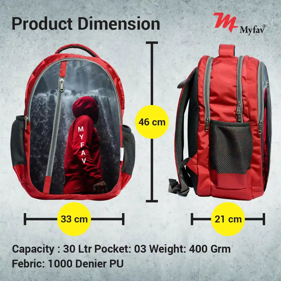 My Fav Personalized/ Customized Print Red Colour Laptop Backpack For Men Women / School Bag For Boys Girls