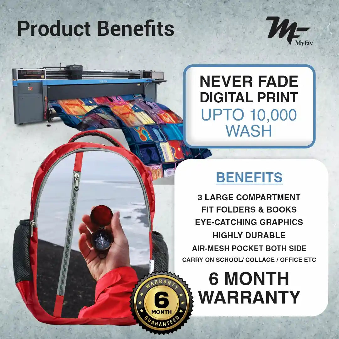 My Fav Personalized/ Customized Print Red Colour Laptop Backpack For Men Women / School Bag For Boys Girls