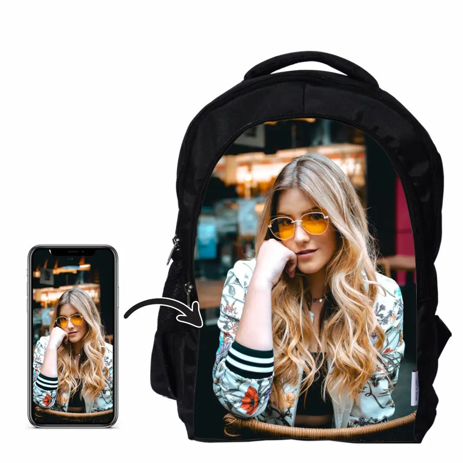 Red Black Personalized/ Customized Print Laptop Backpack for Office / School / Travel