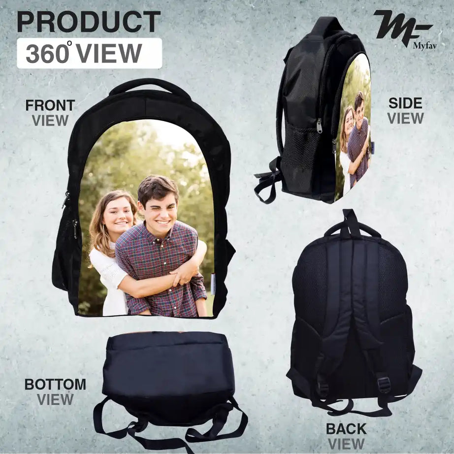 Red Black Personalized/ Customized Print Laptop Backpack for Office / School / Travel